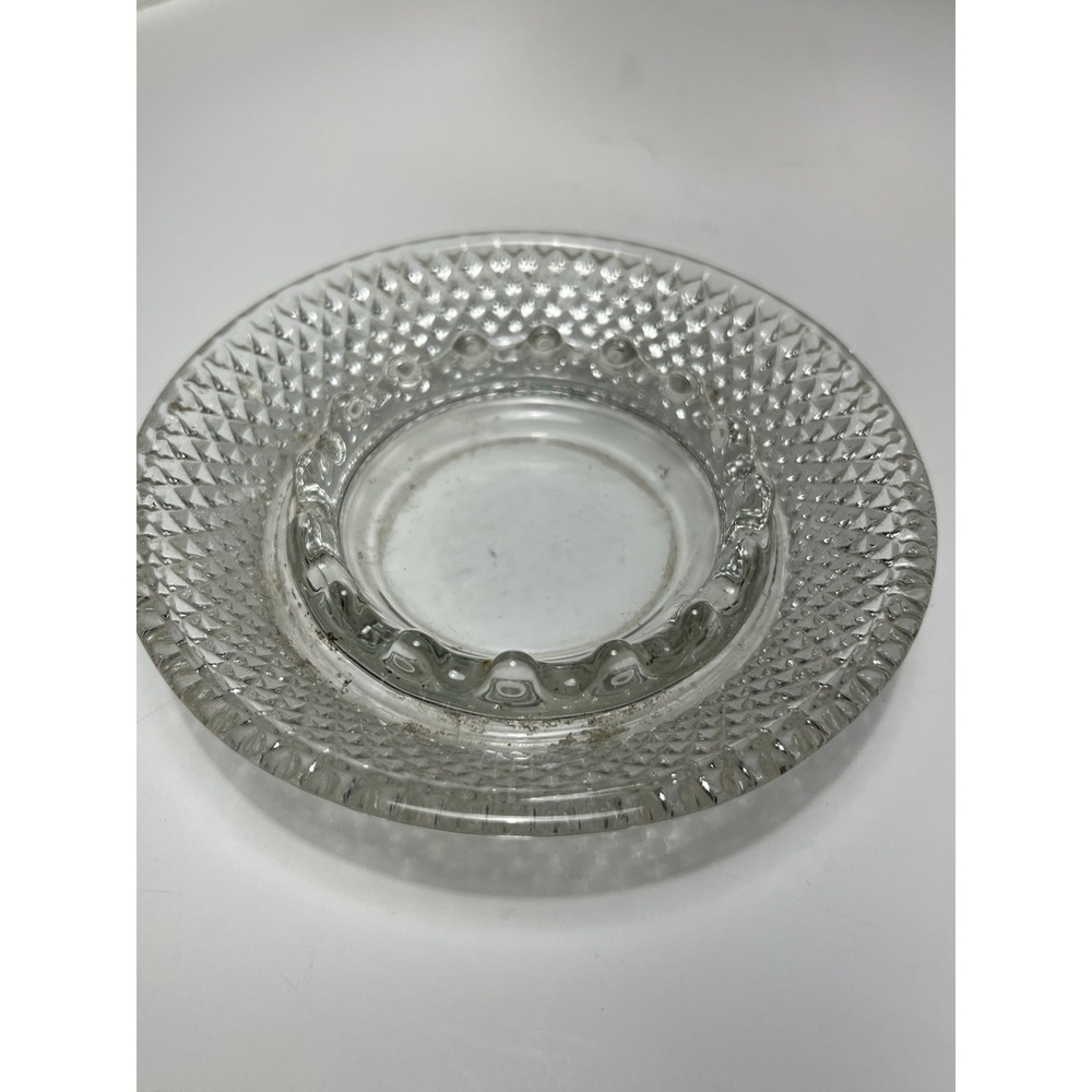 Ashtray Hobnail Design Clear Pressed Glass 5" Round Vintage